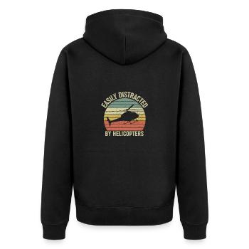 Helikopter Helikopterpilot Hubschrauber Heli - Unisex Premium Bio Zip Hoodie - Schwarz - Hinten - Nico (187cm)