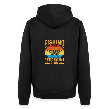 Fishing Hunting Fish Hook Hunter Rod Bait Bite - Unisex Premium Organic Zip Hoodie - black - Back - Nico (187cm)