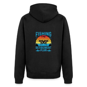 Fishing Hunting Fish Hook Hunter Rod Bait Bite - Unisex Premium Organic Zip Hoodie - black - Back - Nico (187cm)