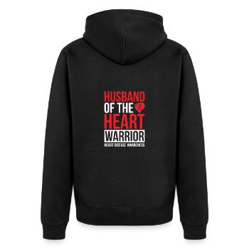 Heart Warrior Herzkrank Kämpfer Ehemann Ehefrau - Unisex Premium Bio Zip Hoodie - Schwarz - Hinten - Nico (187cm)
