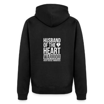 Heart Warrior Herzkrank Kämpfer Ehemann Ehefrau - Unisex Premium Bio Zip Hoodie - Schwarz - Hinten - Nico (187cm)