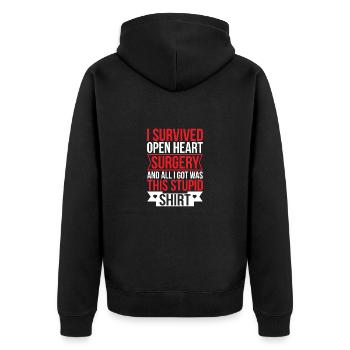 Herzinfarkt Herzoperation Herzkrank Bypass - Unisex Premium Bio Zip Hoodie - Schwarz - Hinten - Nico (187cm)