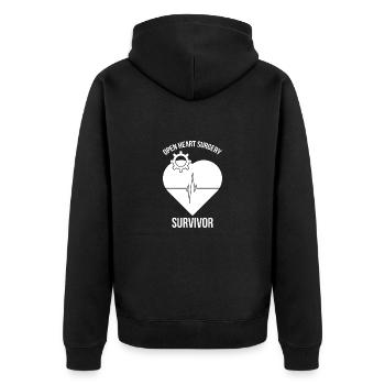 Herzinfarkt Herzoperation Herzkrank Bypass - Unisex Premium Bio Zip Hoodie - Schwarz - Hinten - Nico (187cm)