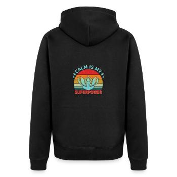 Meditation Yoga Meditate Pray to God - Unisex Premium Organic Zip Hoodie - black - Back - Nico (187cm)