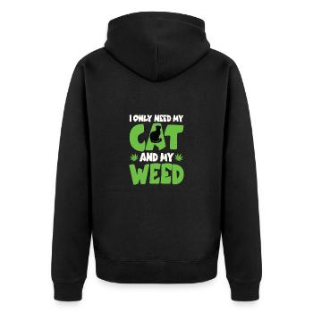 Chats et mauvaises herbes Cadeaux de chats et de stoner d’herbe - Veste à capuche bio Premium Unisexe - noir - Dos - Nico (187cm)