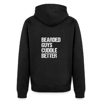 Vollbart und Bartträger Barthaare Schnauzbart - Unisex Premium Bio Zip Hoodie - Schwarz - Hinten - Nico (187cm)
