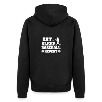 Baseball Heartbeat Player Pulse Frequency Sports - Unisex Premium Organic Zip Hoodie - black - Back - Nico (187cm)