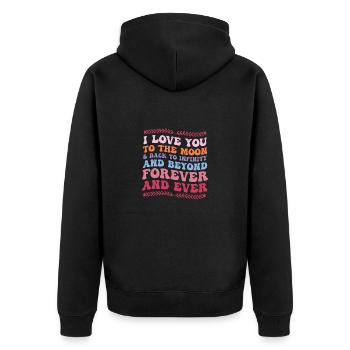 Frau Kind Liebe - Unisex Premium Bio Zip Hoodie - Schwarz - Hinten - Nico (187cm)