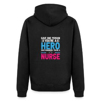 Rettungsdienst Notfallsanitäter Krankenschwester - Unisex Premium Bio Zip Hoodie - Schwarz - Hinten - Nico (187cm)