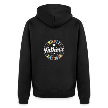Vater 2023 - Papa 2023 - Papa werden Schwanger - Unisex Premium Bio Zip Hoodie - Schwarz - Hinten - Nico (187cm)