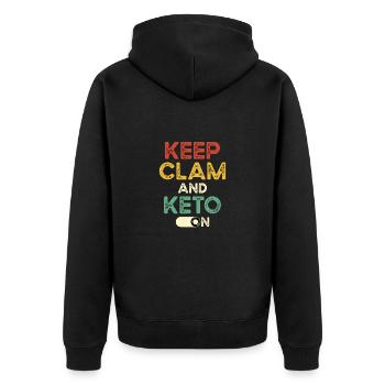 Keto Diät - Unisex Premium Bio Zip Hoodie - Schwarz - Hinten - Nico (187cm)