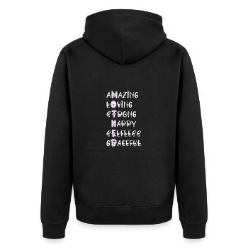 Beste Mama Überhaupt Muttertag Mutter Geschenk - Unisex Premium Bio Zip Hoodie - Schwarz - Hinten - Nico (187cm)