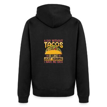 mexikanisches Essen Tacos Taco Tapas Nachos Mexiko - Unisex Premium Bio Zip Hoodie - Schwarz - Hinten - Nico (187cm)