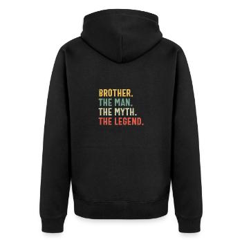Bruderherz Beste Freunde Bruder Geschenkidee - Unisex Premium Bio Zip Hoodie - Schwarz - Hinten - Nico (187cm)