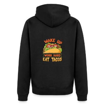 mexikanisches Essen Tacos Taco Tapas Nachos Mexiko - Unisex Premium Bio Zip Hoodie - Schwarz - Hinten - Nico (187cm)