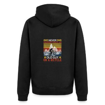 Cycopath Fahrrad E-Bike Radfahren Rennrad Fahrrad - Unisex Premium Bio Zip Hoodie - Schwarz - Hinten - Nico (187cm)