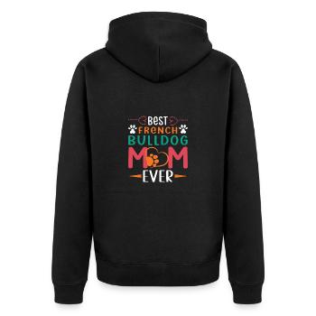 French Bulldog & Mom & Mom Gift - Unisex Premium Organic Zip Hoodie - black - Back - Nico (187cm)