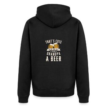 Opa Enkel Bier Freunde Großvater Enkelin Geschenk - Unisex Premium Bio Zip Hoodie - Schwarz - Hinten - Nico (187cm)