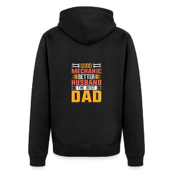daddy father mechanic couple parents daddy - Unisex Premium Organic Zip Hoodie - black - Back - Nico (187cm)