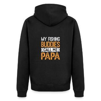 Vater Angeln Vatertag Angler Fischen Papa Fisch - Unisex Premium Bio Zip Hoodie - Schwarz - Hinten - Nico (187cm)