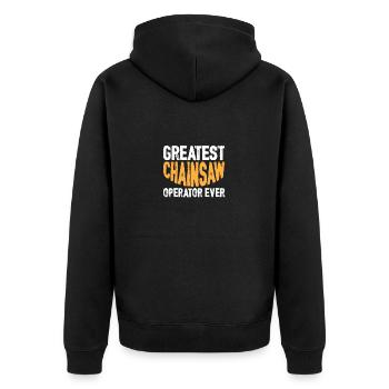 Holz Kettensäge Holzfäller Holzarbeiter Klettern - Unisex Premium Bio Zip Hoodie - Schwarz - Hinten - Nico (187cm)