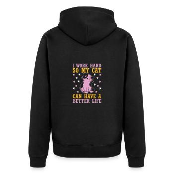 Cat Cats Pet Girl Cat Lady - Unisex Premium Organic Zip Hoodie - black - Back - Nico (187cm)