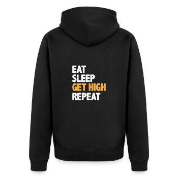 Leitungsmonteur Monteur Elektriker Freileitung - Unisex Premium Bio Zip Hoodie - Schwarz - Hinten - Nico (187cm)