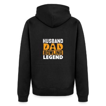 Bowling Vater Papa Cooler - Unisex Premium Bio Zip Hoodie - Schwarz - Hinten - Nico (187cm)