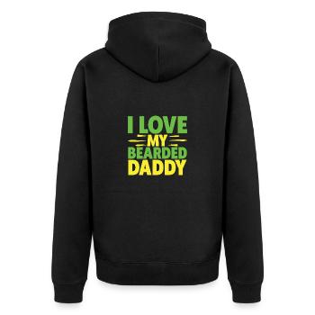 Father beard bearded with beard full beard husband - Unisex Premium Organic Zip Hoodie - black - Back - Nico (187cm)