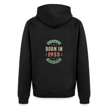 1955 - Année de construction 1955 - Né en 1955 - Veste à capuche bio Premium Unisexe - noir - Dos - Nico (187cm)
