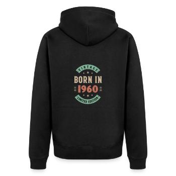 1960 - Baujahr 1960 - Jahrgang 1960 - Unisex Premium Bio Zip Hoodie - Schwarz - Hinten - Nico (187cm)