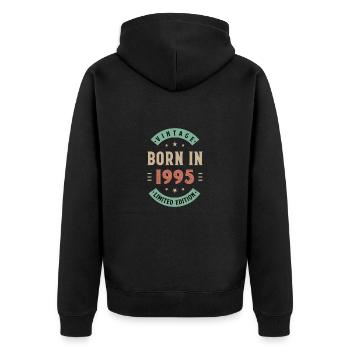 1995 - Baujahr 1995 - Jahrgang 1995 - Unisex Premium Bio Zip Hoodie - Schwarz - Hinten - Nico (187cm)