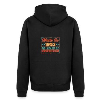 Geburtsjahr 1963 Vintage Geburtstag Legende 1963 - Unisex Premium Bio Zip Hoodie - Schwarz - Hinten - Nico (187cm)