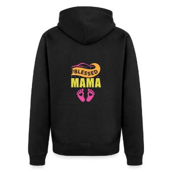 Beste Mama Überhaupt Muttertag Mutter Geschenk - Unisex Premium Bio Zip Hoodie - Schwarz - Hinten - Nico (187cm)