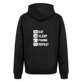 Fishing Hunting Fish Hook Hunter Rod Bait Bite - Unisex Premium Organic Zip Hoodie - black - Back - Nico (187cm)