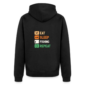 Fishing Hunting Fish Hook Hunter Rod Bait Bite - Unisex Premium Organic Zip Hoodie - black - Back - Nico (187cm)