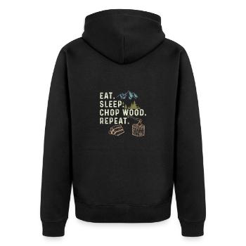 Holz Kettensäge Holzfäller Holzarbeiter Klettern - Unisex Premium Bio Zip Hoodie - Schwarz - Hinten - Nico (187cm)