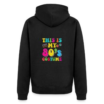 Geboren in den 80ern Jubiläumsgeschenk 1980er - Unisex Premium Bio Zip Hoodie - Schwarz - Hinten - Nico (187cm)