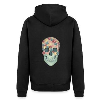 Floral skull - Unisex Premium Organic Zip Hoodie - black - Back - Nico (187cm)