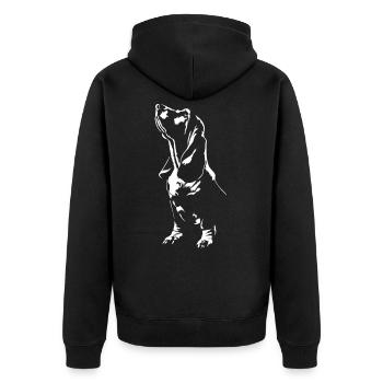 Basset Hound Silhouette Hunde Hund Wilsigns - Unisex Premium Bio Zip Hoodie - Schwarz - Hinten - Nico (187cm)
