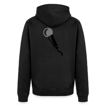 microphone - Unisex Premium Organic Zip Hoodie - black - Back - Nico (187cm)