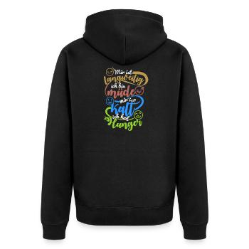 langweilig ich bin müde mir ist kalt ich Hunger - Unisex Premium Bio Zip Hoodie - Schwarz - Hinten - Nico (187cm)