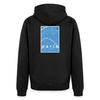 Paris hipster city map blue - Unisex Premium Organic Zip Hoodie - black - Back - Nico (187cm)