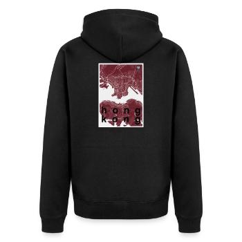 Hong Kong Hipster Stadt Karte rot - Unisex Premium Bio Zip Hoodie - Schwarz - Hinten - Nico (187cm)
