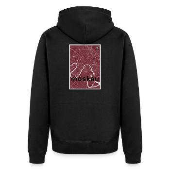 Moskau Hipster Stadt Karte rot - Unisex Premium Bio Zip Hoodie - Schwarz - Hinten - Nico (187cm)