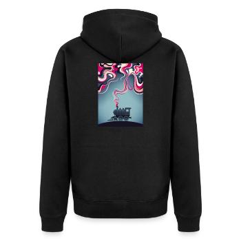 Lok Eisenbahn Lokführer Fahrzeug Bahn Dampflok - Unisex Premium Bio Zip Hoodie - Schwarz - Hinten - Nico (187cm)