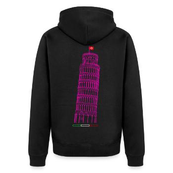Schiefer Turm von Pisa gezeichnet - Unisex Premium Bio Zip Hoodie - Schwarz - Hinten - Nico (187cm)