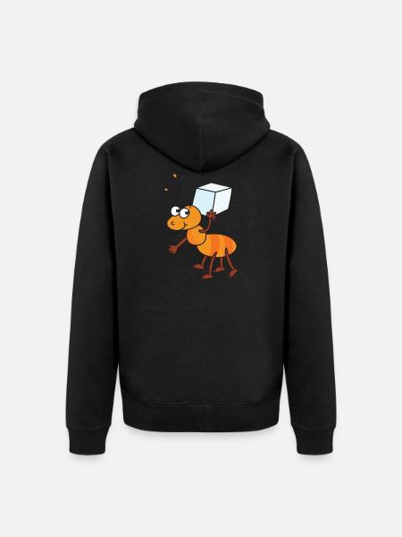 Ameise Zuckerwürfel Würfelzucker Zucker - Premium økologisk unisex-hættejakke - sort