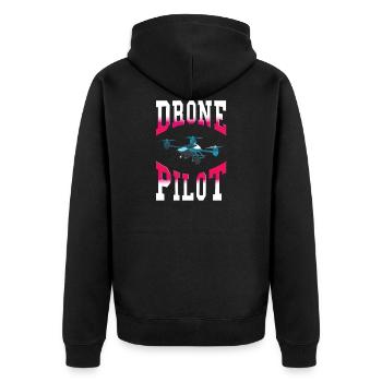 Drone quadrocopter model making toy pilot - Unisex Premium Organic Zip Hoodie - black - Back - Nico (187cm)
