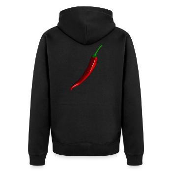 Chili - Unisex Premium Bio Zip Hoodie - Schwarz - Hinten - Nico (187cm)